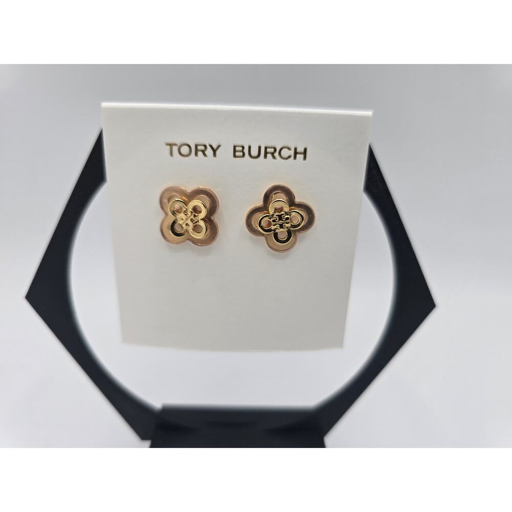 Tory Burch Gold Kira Clover Stud Earrings NWOT